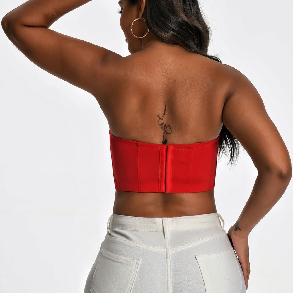NWT-  38F / 38DDD Red Strapless Bra Longline 38F  anti-slip support / large bust - Picture 5 of 7
